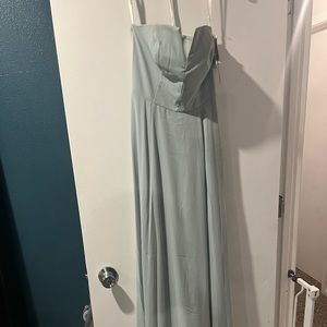 Dusty green strapless dress